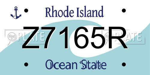 Z7165R Rhode Island License Plate