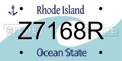 Z7168R Rhode Island License Plate