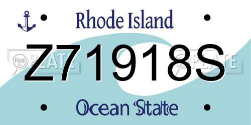 Z71918S Rhode Island License Plate