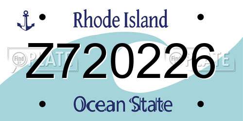 Z720226 Rhode Island License Plate