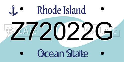 Z72022G Rhode Island License Plate
