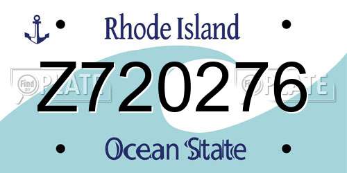 Z720276 Rhode Island License Plate
