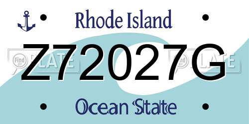 Z72027G Rhode Island License Plate