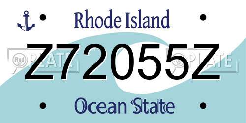 Z72055Z Rhode Island License Plate