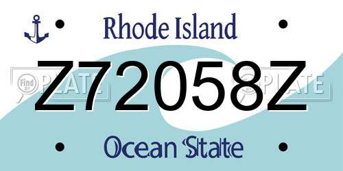 Z72058Z Rhode Island License Plate