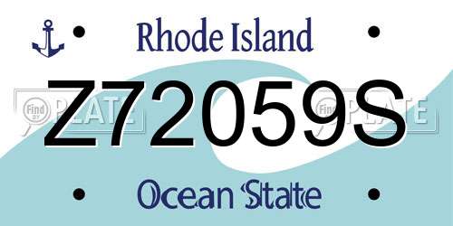 Z72059S Rhode Island License Plate