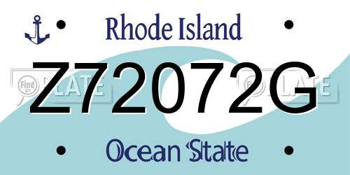 Z72072G Rhode Island License Plate