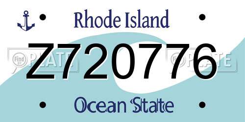 Z720776 Rhode Island License Plate
