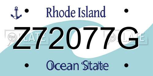 Z72077G Rhode Island License Plate
