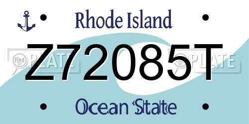 Z72085T Rhode Island License Plate