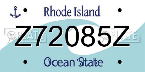 Z72085Z Rhode Island License Plate