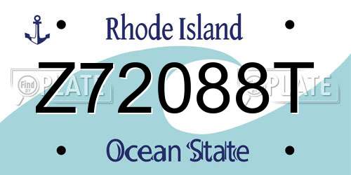 Z72088T Rhode Island License Plate
