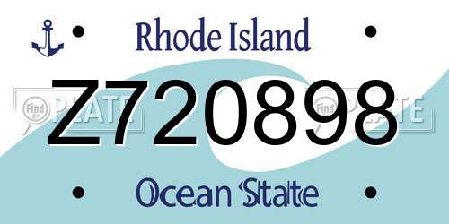 Z720898 Rhode Island License Plate