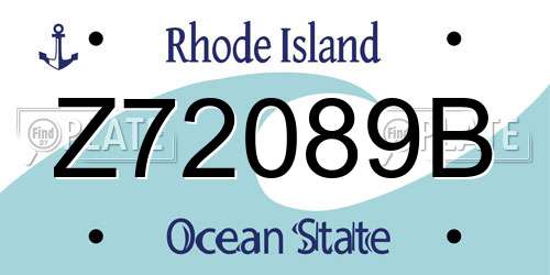 Z72089B Rhode Island License Plate