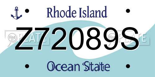 Z72089S Rhode Island License Plate