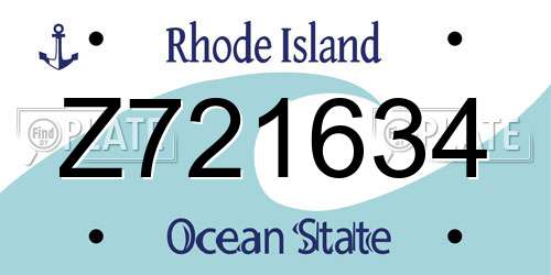 Z721634 Rhode Island License Plate