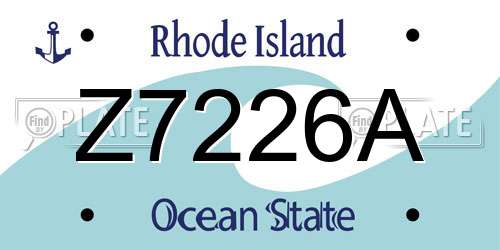 Z7226A Rhode Island License Plate