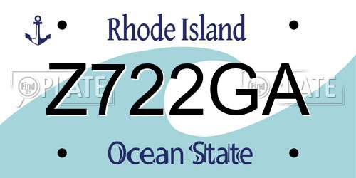 Z722GA Rhode Island License Plate