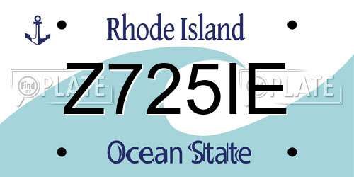 Z725IE Rhode Island License Plate
