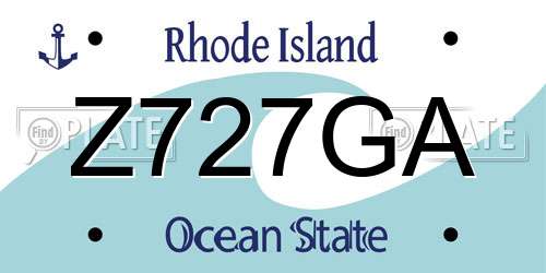 Z727GA Rhode Island License Plate