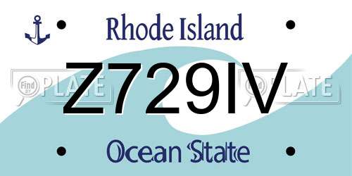 Z729IV Rhode Island License Plate