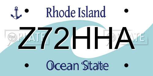 Z72HHA Rhode Island License Plate