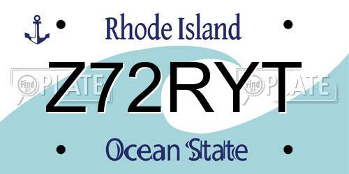 Z72RYT Rhode Island License Plate