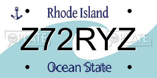 Z72RYZ Rhode Island License Plate