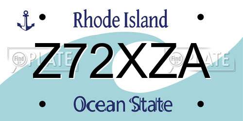 Z72XZA Rhode Island License Plate
