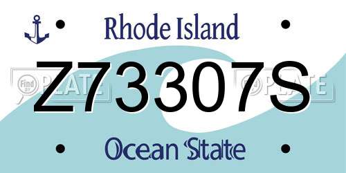 Z73307S Rhode Island License Plate