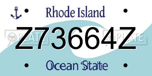 Z73664Z Rhode Island License Plate