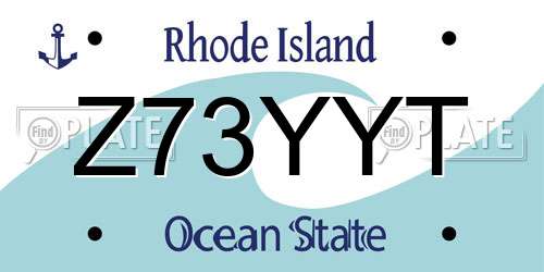 Z73YYT Rhode Island License Plate
