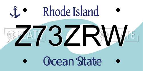 Z73ZRW Rhode Island License Plate