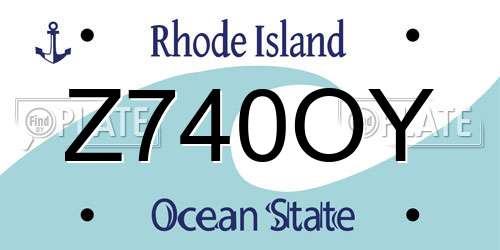 Z740OY Rhode Island License Plate