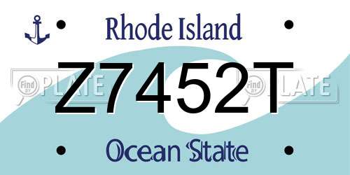 Z7452T Rhode Island License Plate