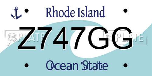 Z747GG Rhode Island License Plate