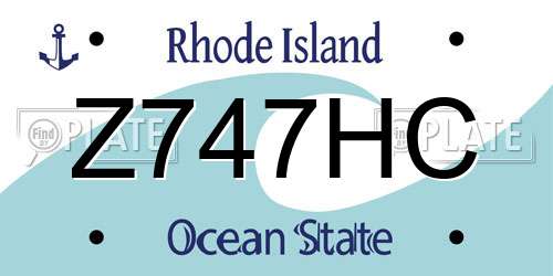 Z747HC Rhode Island License Plate