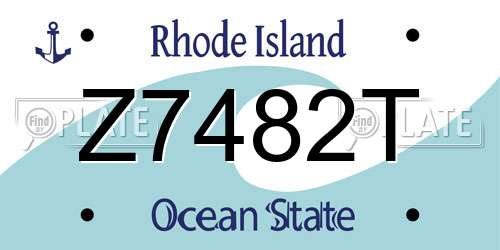 Z7482T Rhode Island License Plate