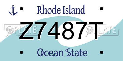 Z7487T Rhode Island License Plate