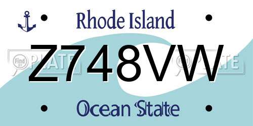 Z748VW Rhode Island License Plate