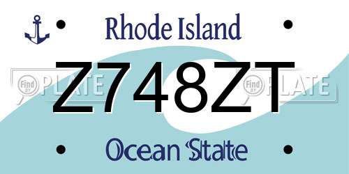 Z748ZT Rhode Island License Plate