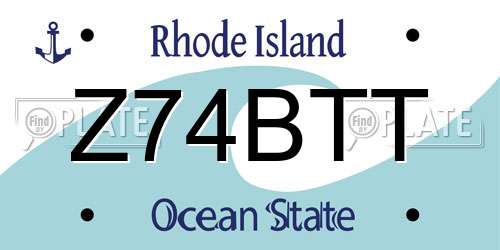 Z74BTT Rhode Island License Plate