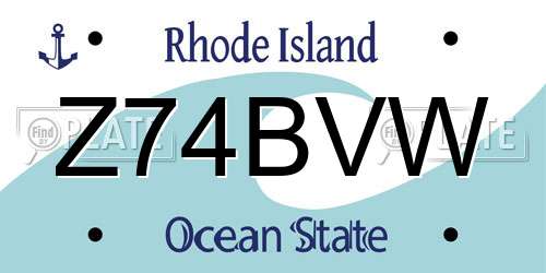 Z74BVW Rhode Island License Plate