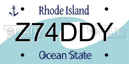 Z74DDY Rhode Island License Plate