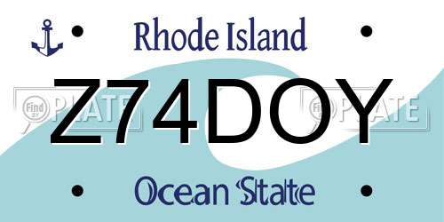 Z74DOY Rhode Island License Plate