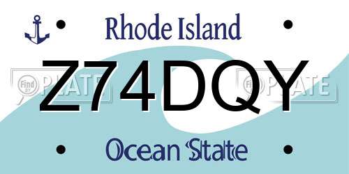 Z74DQY Rhode Island License Plate