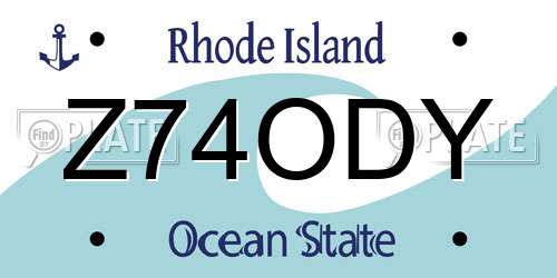 Z74ODY Rhode Island License Plate