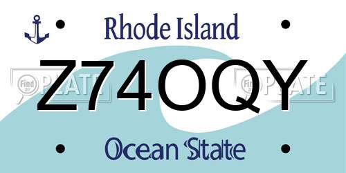 Z74OQY Rhode Island License Plate