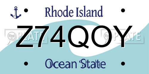 Z74QOY Rhode Island License Plate