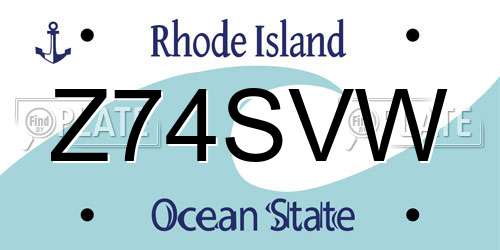 Z74SVW Rhode Island License Plate